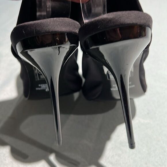 ASOS Black Spandex Ankle Open Toe Bootie Heels Size 9 B33 - Picture 6 of 8